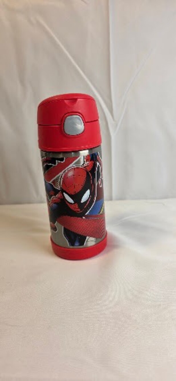 Thermos Spider-Man Kids Water Bottle 600ml Red Flip-Top Lid